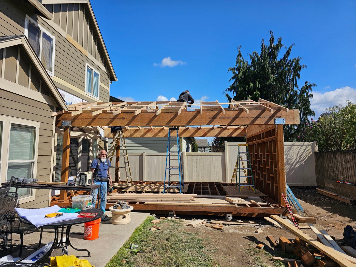 Framing going up on site
