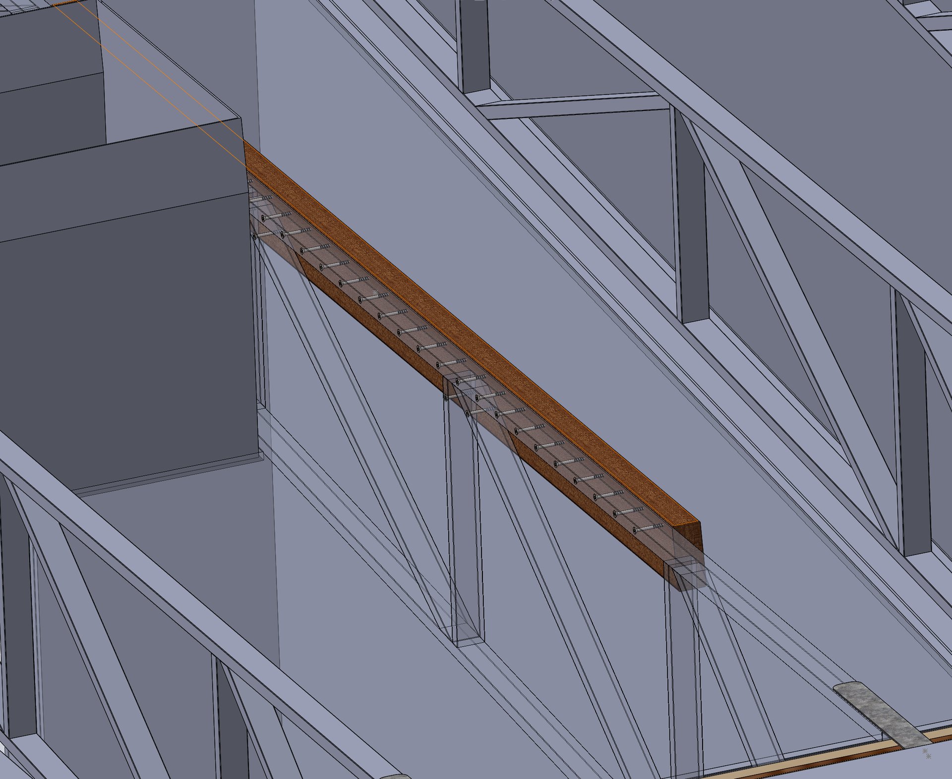 Model of a sistered roof truss repair