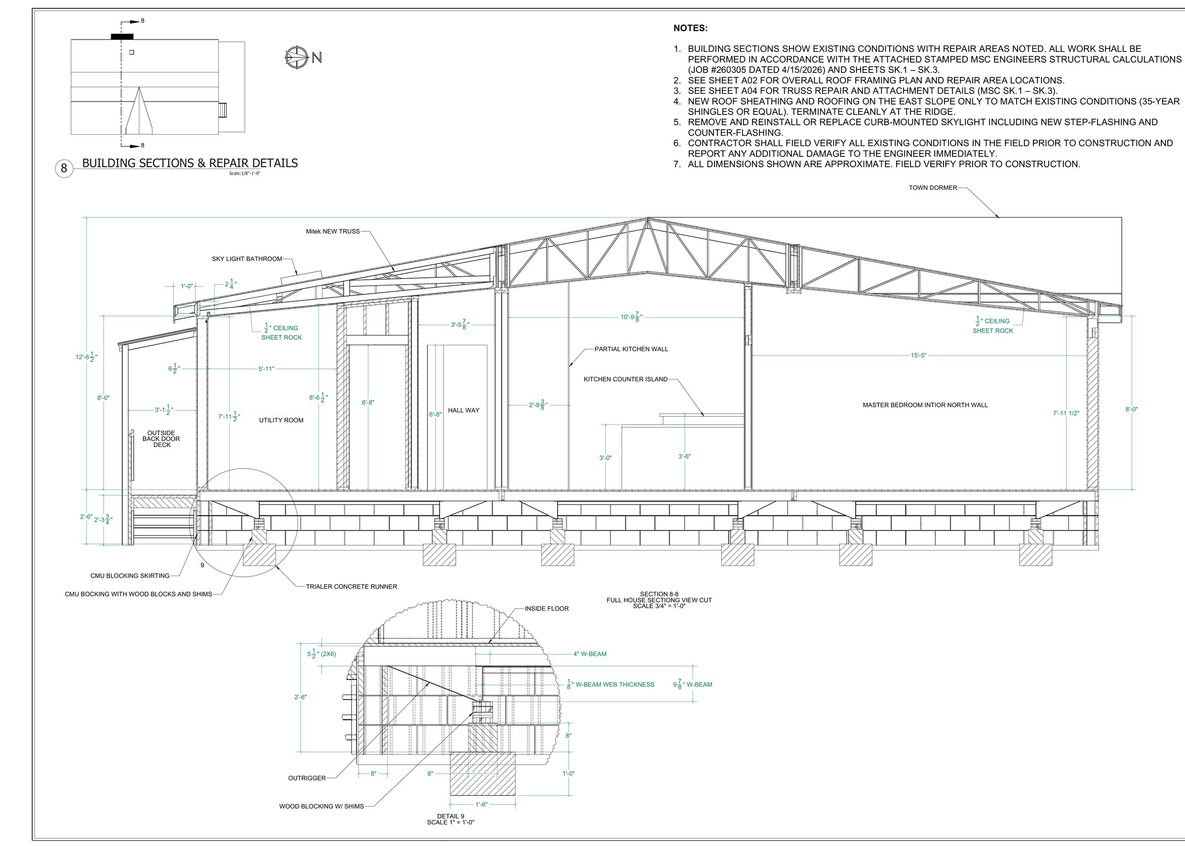 Building sections and repair details