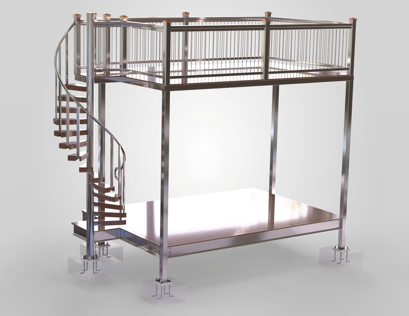 Stainless finish option with footings shown