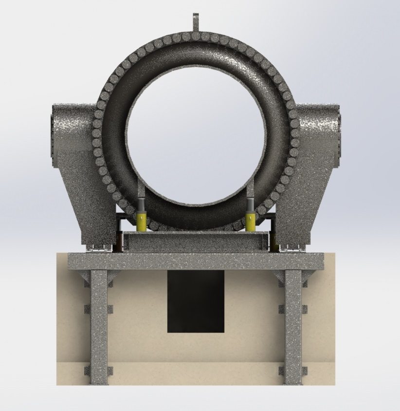 Front view of the valve ring on the rig and pedestal